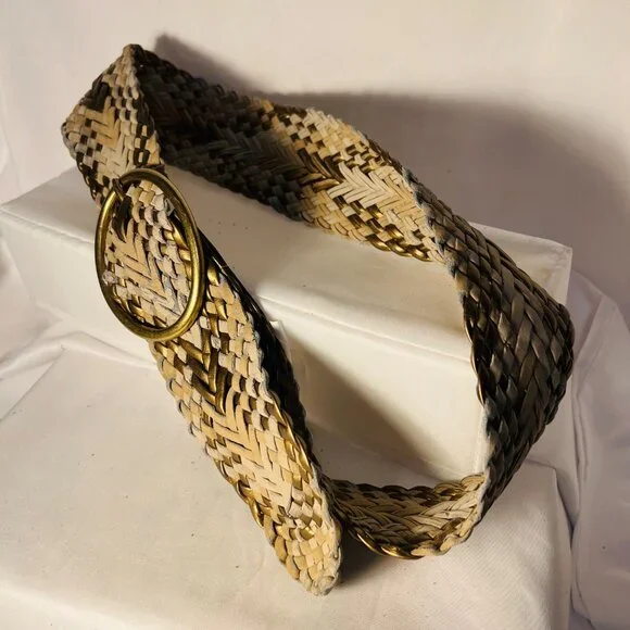 Braided Belt-Women's Size Small-2 1/2" wide-Bronze/Tan mix-Casual-Lightweight - Picture 3 of 13